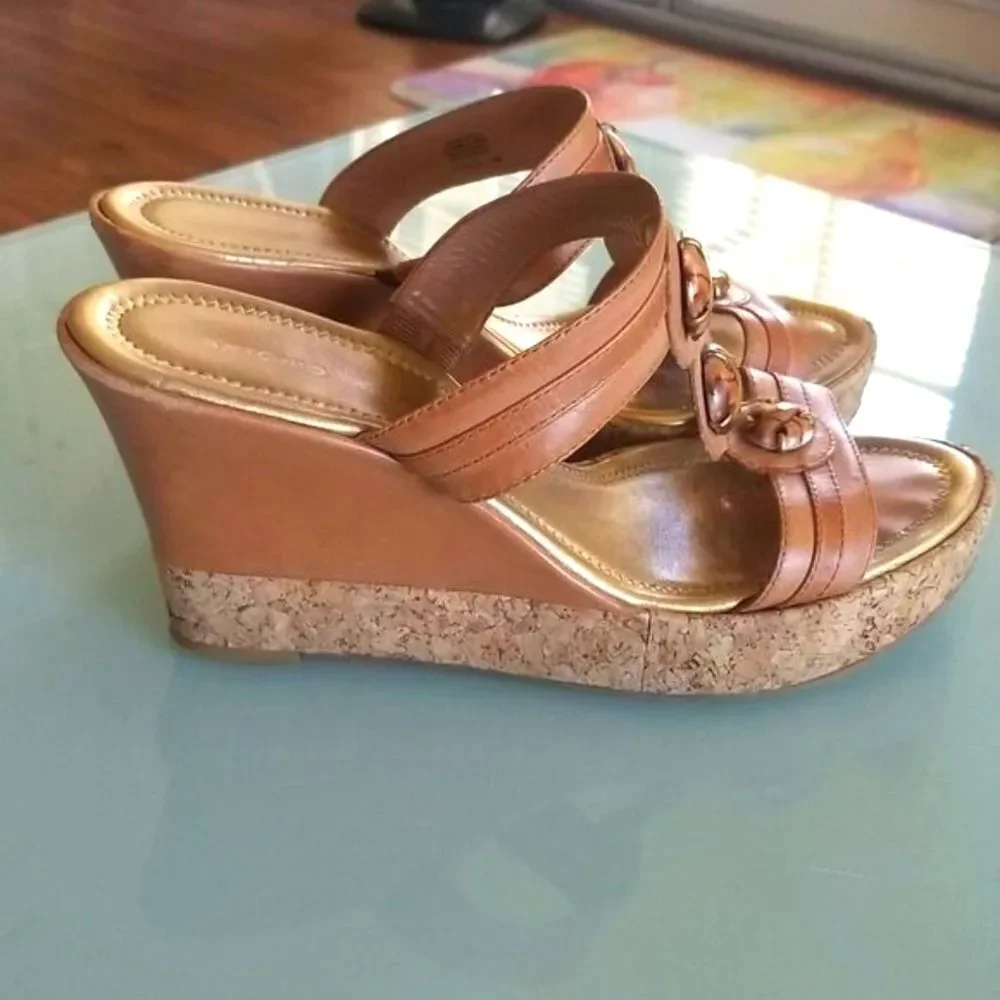 ANTONIO MELANI Jisile Y2K Leather Stone Wedges Coquette Girl Boho Chic Sz 10